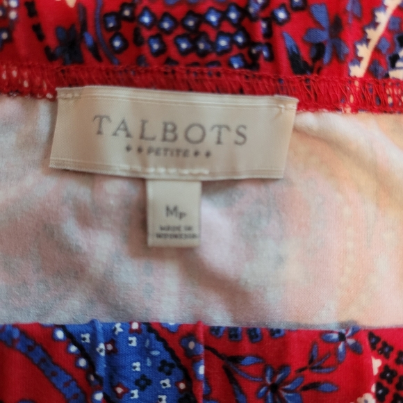 Talbots Red White & Blue Paisley Print A-Line Pull On Stretch Skirt, Sz PM NWT - Picture 6 of 8